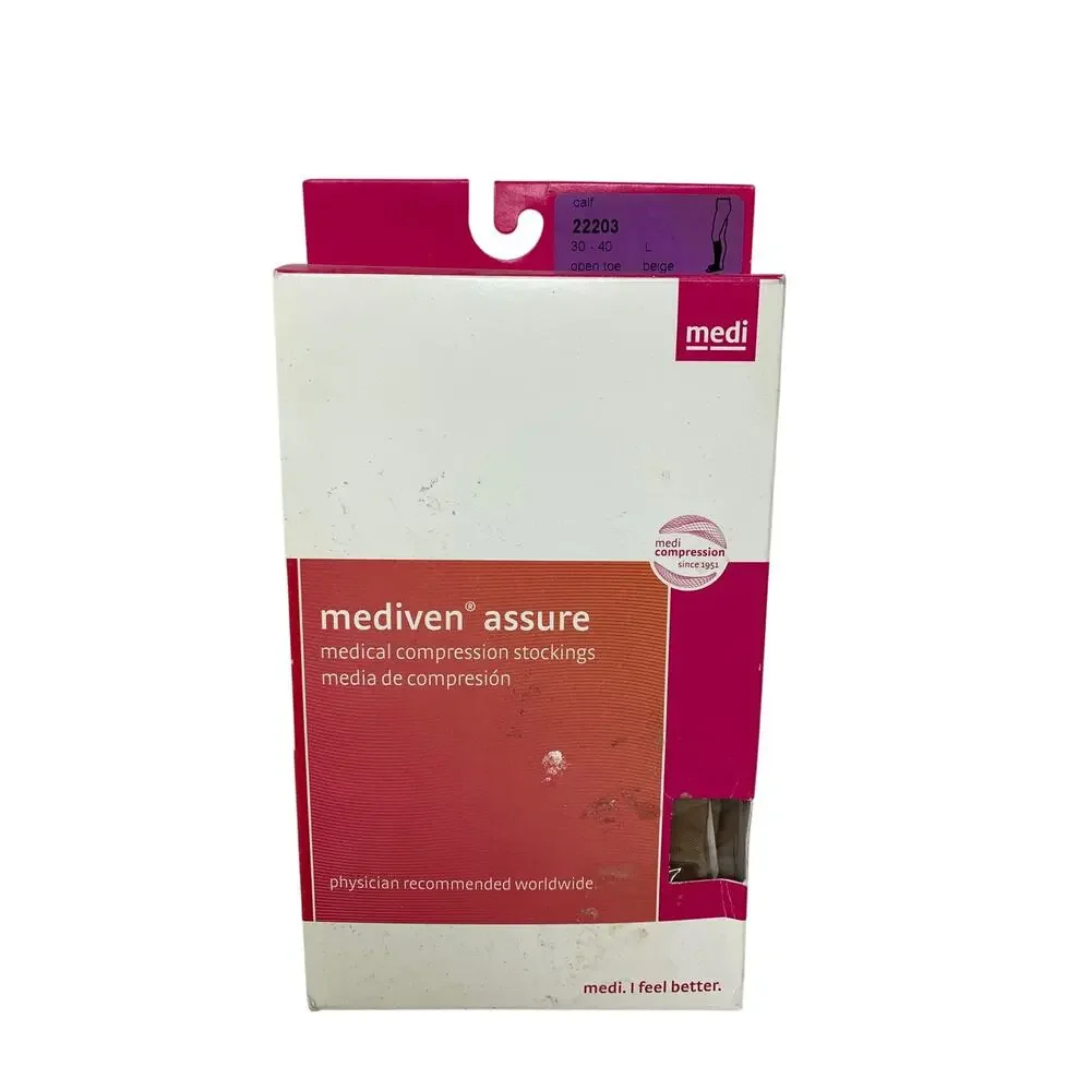 Medi Mediven Assure Compression Stockings Calf Large Open Toe Beige 22203